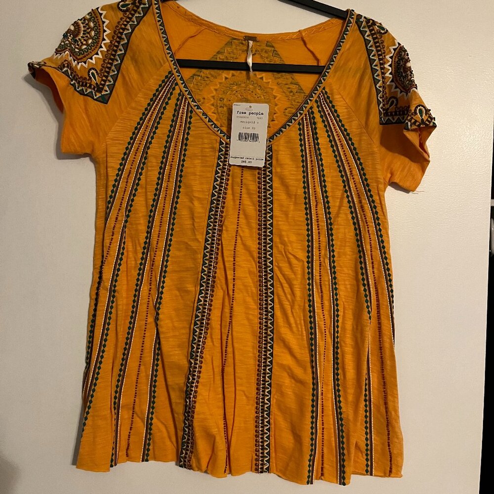 Free People Size XS "Marigold" Cotton/Viscose Blouse - NWT
